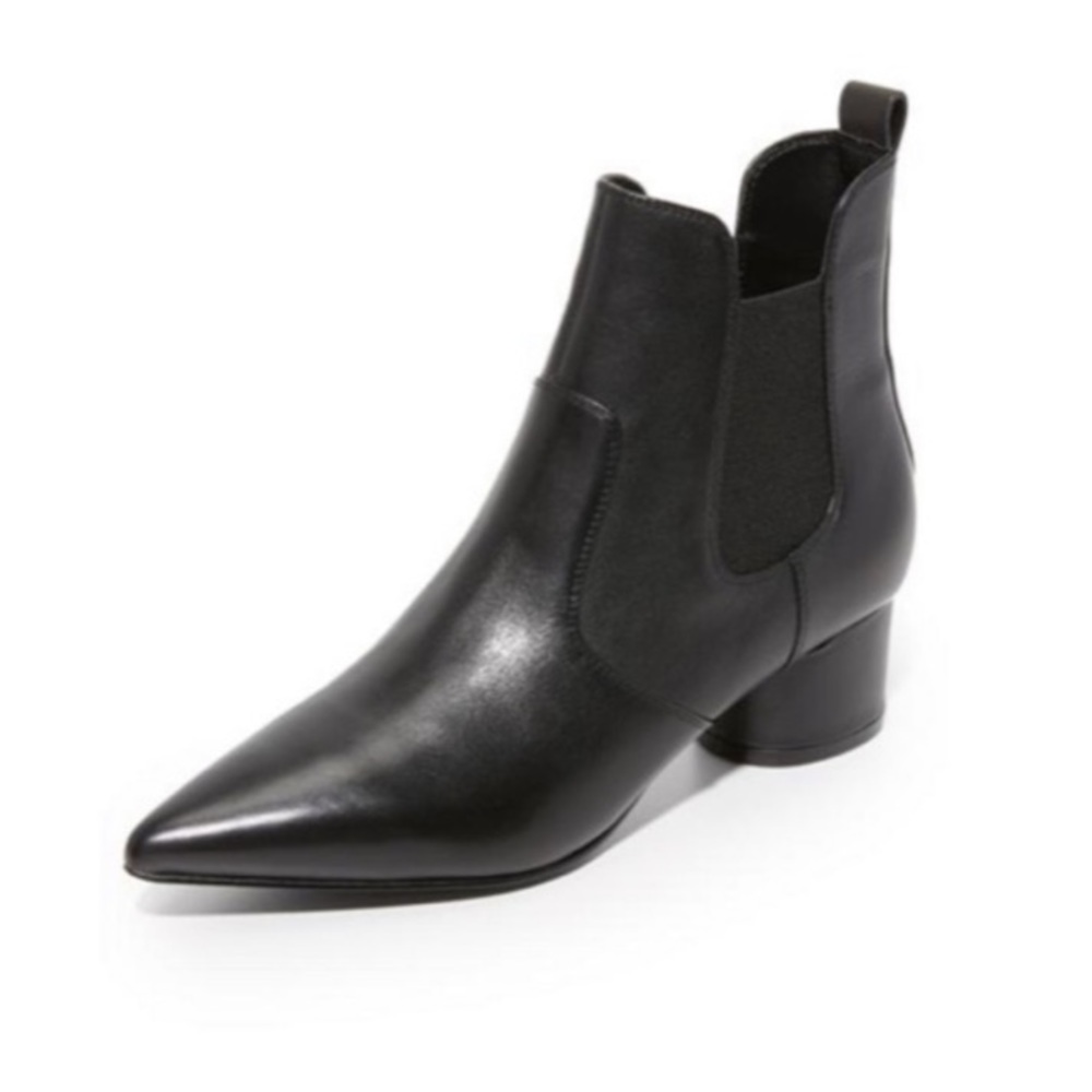 Kendal and Kylie Black Leather Ankle Booties